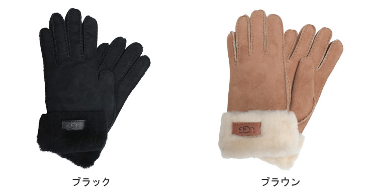 UGG（アグ） 手袋 レディース ロゴ シープスキン ファー ターン カフ