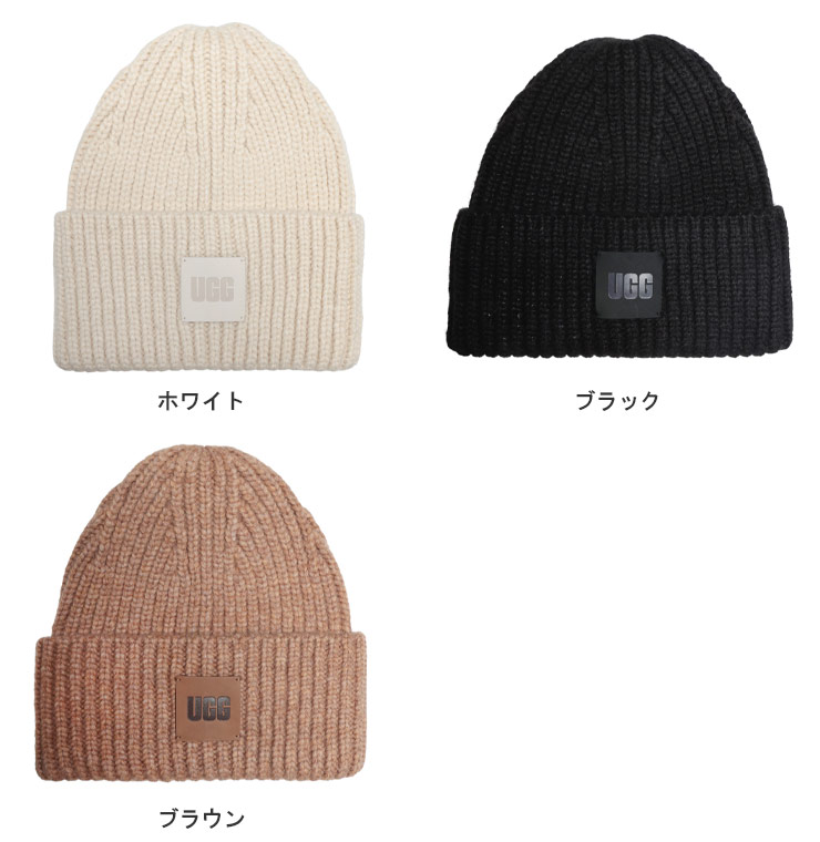 UGG（アグ） ニット帽 レディース ロゴ リブ ニット キャップ CHUNKY