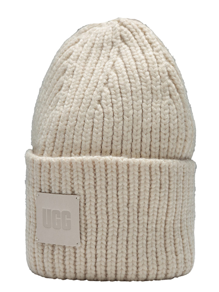 UGG（アグ） ニット帽 レディース ロゴ リブ ニット キャップ CHUNKY