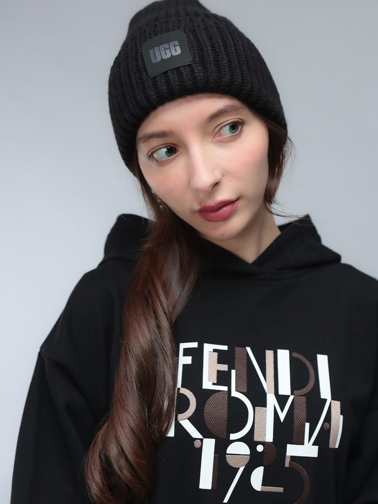UGG ブラック リブ編みビーニー　ニット帽 UGG（アグ） ニット帽 20061 レディース メンズ Chunky Rib Beanie