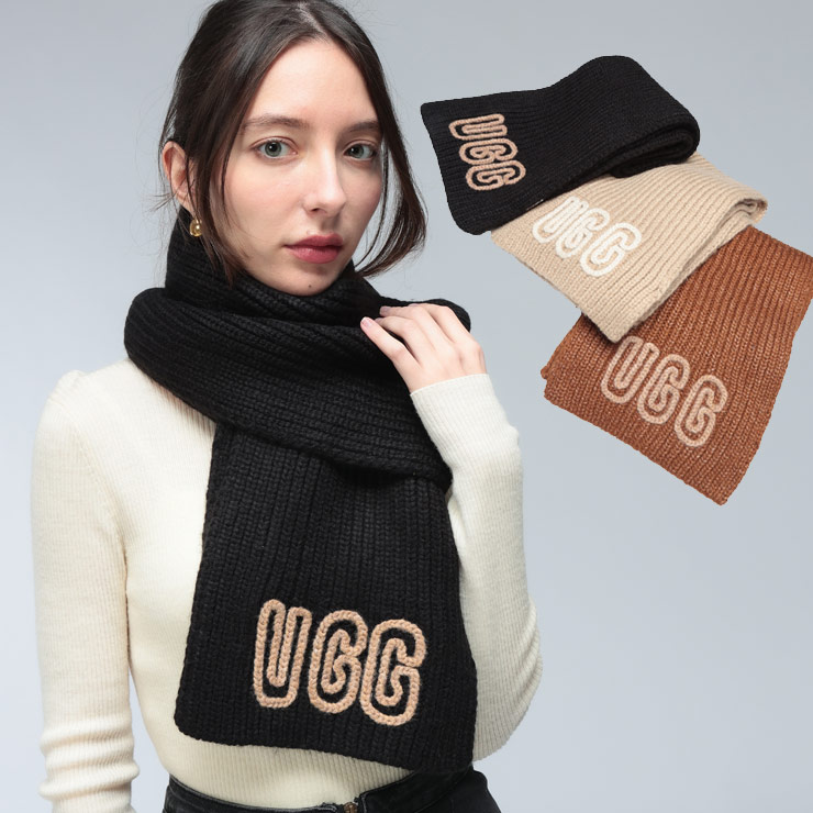 UGG（アグ） マフラー レディース ロゴ リブ マフラー Chunky Crafted