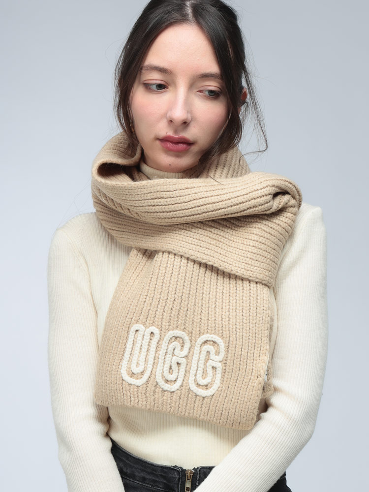 UGG（アグ） マフラー レディース ロゴ リブ マフラー Chunky Crafted