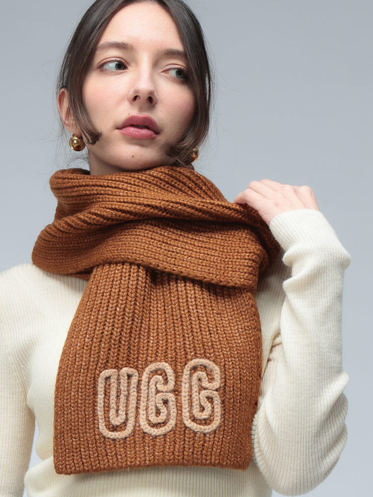 フリーター　UGG ロゴ　ブラウン　マフラー フリーター UGG ロゴ ブラウン マフラー フリーター UGG ロゴ ブラウン