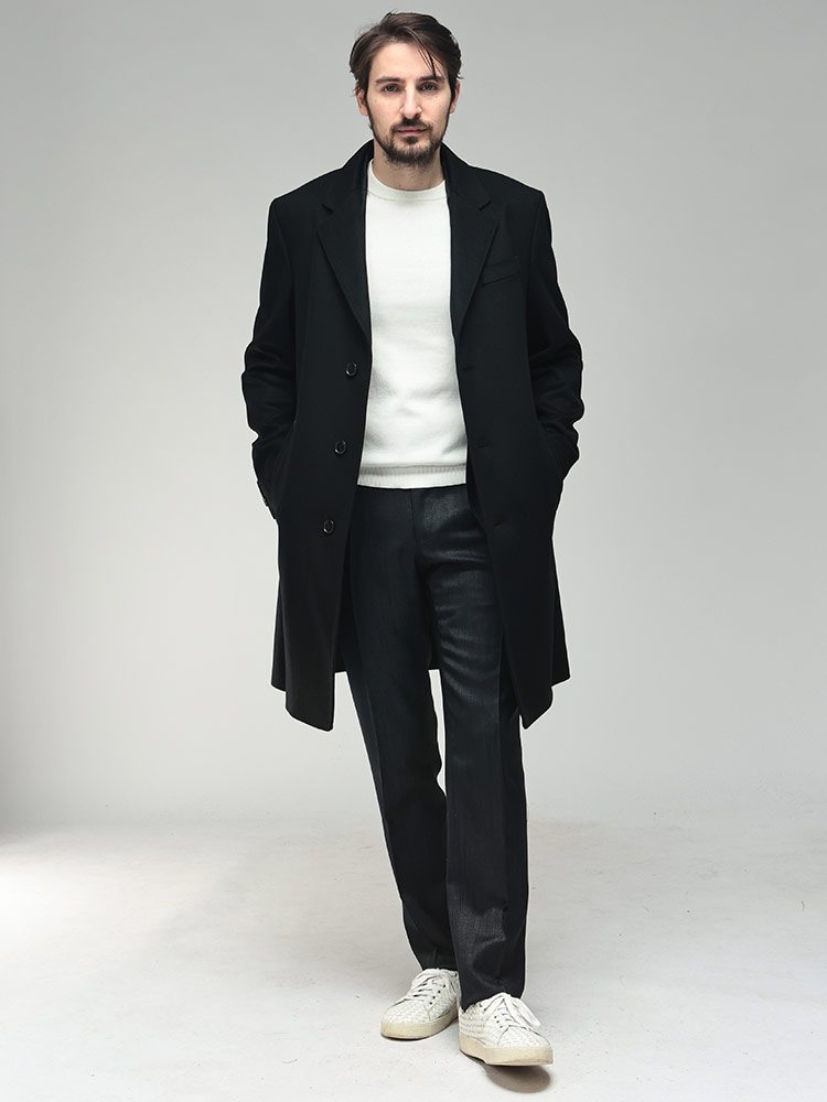 ヒューゴボス メンズ チェスターコート HUGO BOSS カシミヤ混 シングル