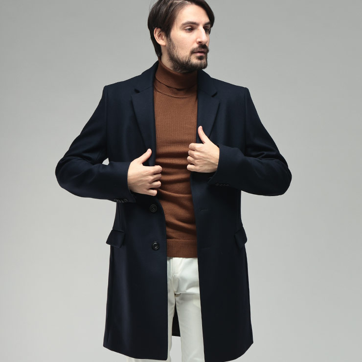 ヒューゴボス メンズ チェスターコート HUGO BOSS カシミヤ混 シングル