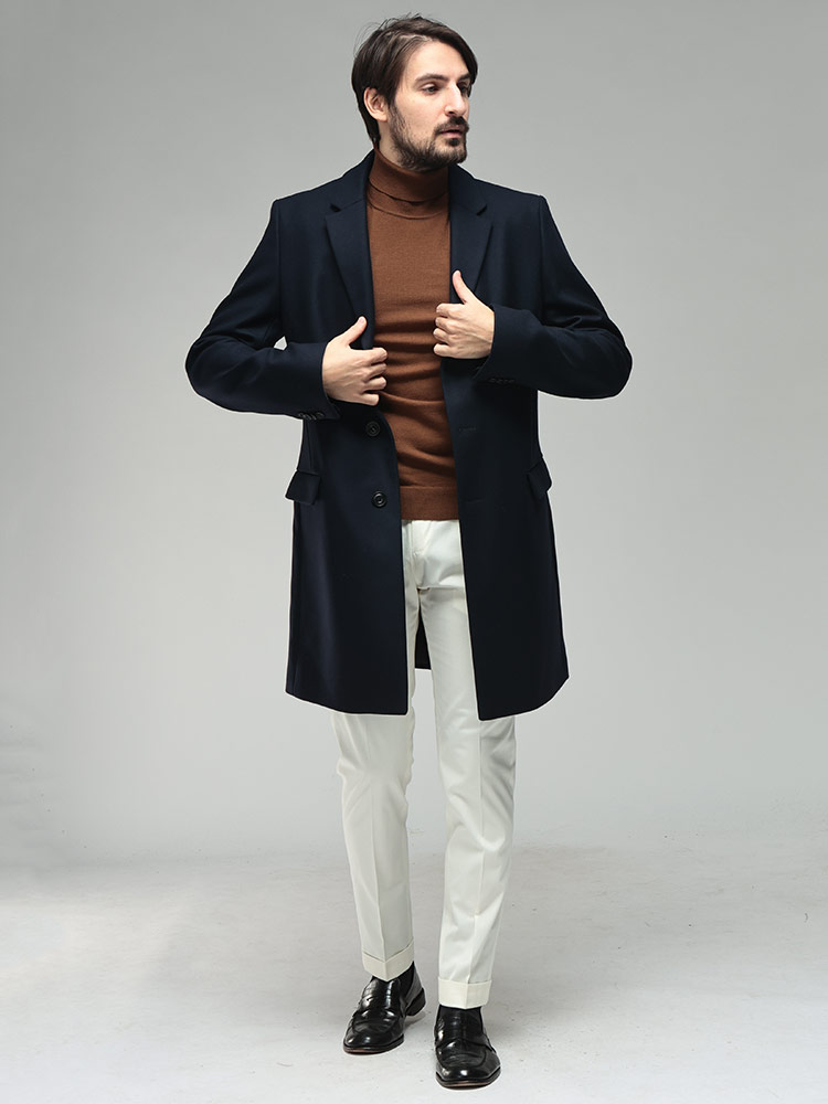 ヒューゴボス メンズ チェスターコート HUGO BOSS カシミヤ混 シングル