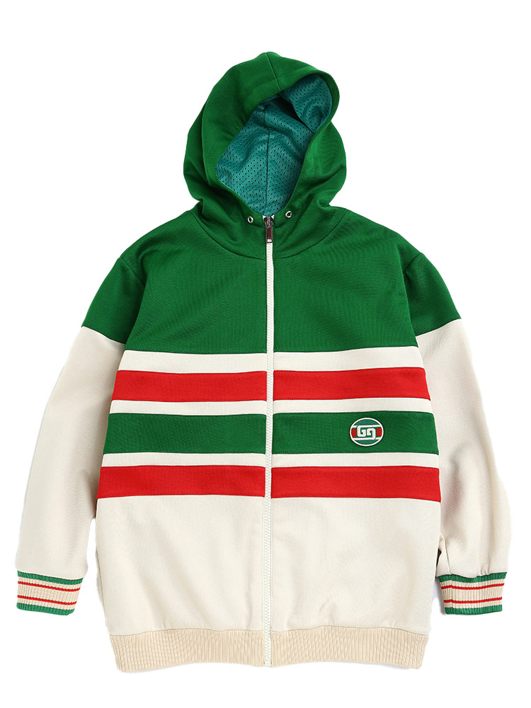 グッチ キッズ ブルゾン GUCCI ブランド 子供服 アウター ジャケット パーカー フード ライン フルジップ ジャージ 子ども  GCK692524XJEID