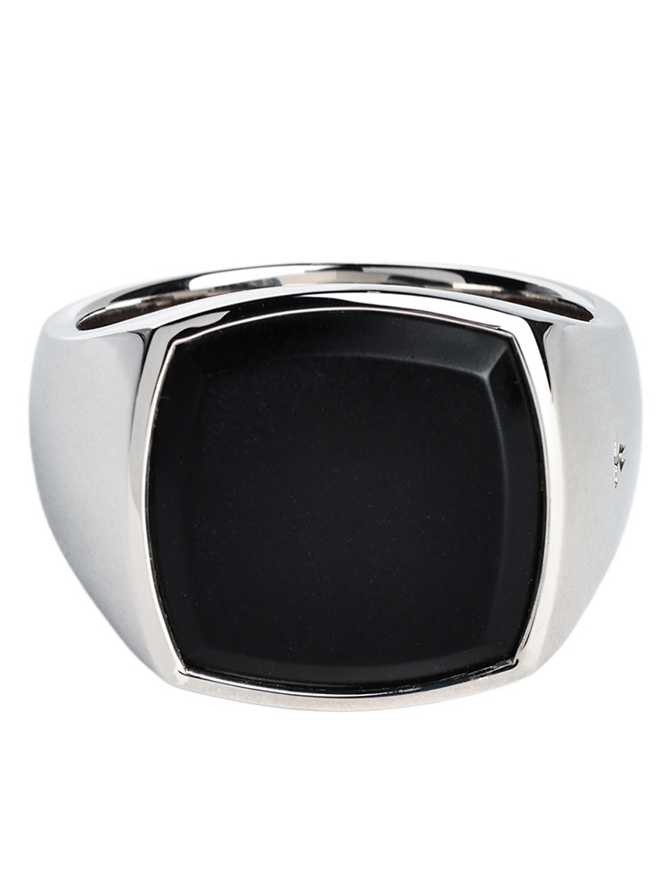 【美品】TOM WOOD トムウッド オニキス シグネットリング　62 TOM WOOD（トムウッド） メンズ リングTOM WOOD Cushion Black Onyx