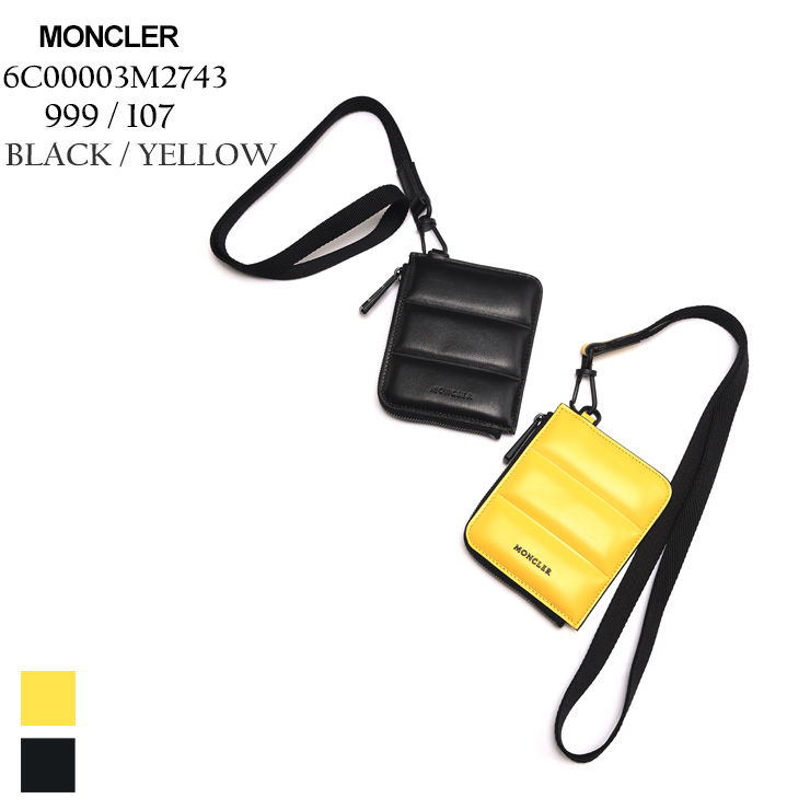 モンクレール MONCLER 財布 ウォレット 小物 レザー 革 キルティング ストラップ ブランド メンズ ジップ ミニ ギフト 黒 クロ  MC6C00003M2743
