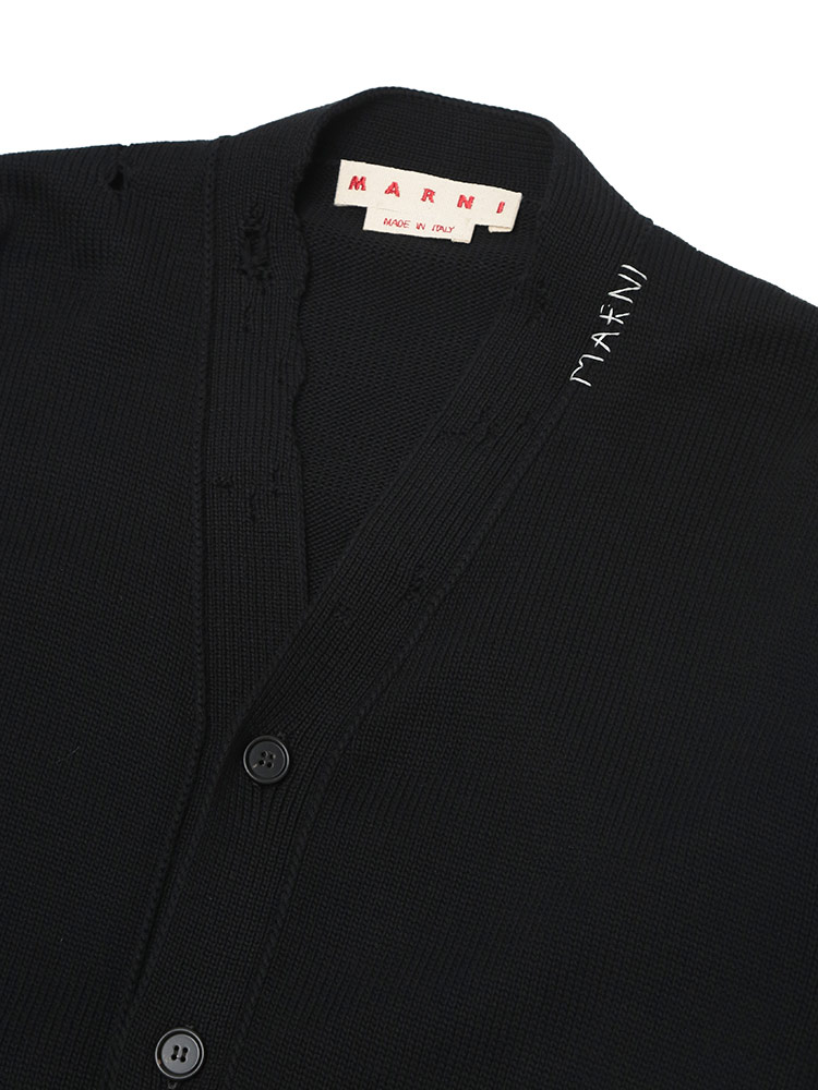 マルニ　デストロイ　ニット　カーディガン　セーター　ダメージ　ロゴ刺繍　メンズ マルニ デストロイ ニット カーディガン セーター ダメージ ロゴ刺繍
