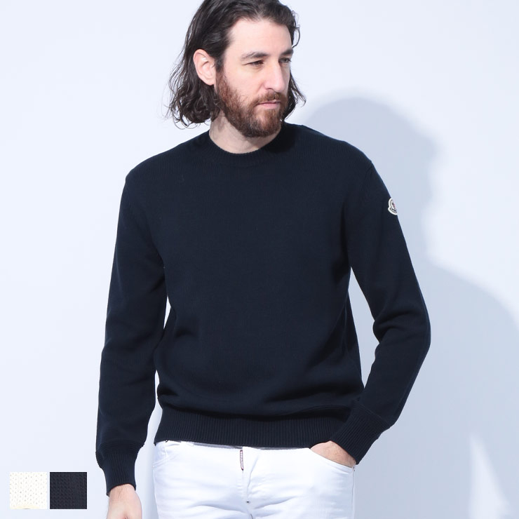 MONCLER モンクレール ニット メンズ 袖ワッペン クルーネック MONCLER モンクレール ニット メンズ 袖ワッペン クルーネック