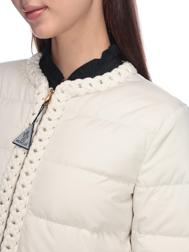 MONCLER モンクレール★メッシュ長袖ノーカラージャケット美品 MONCLER（モンクレール） ノーカラー フルジップ ダウンジャケット