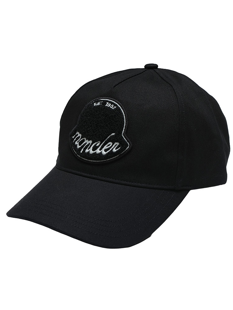 三連休セール❗️MONCLER ブラック キャップ MONCLER（モンクレール） キャップ メンズ ロゴ サガラワッペン ベース