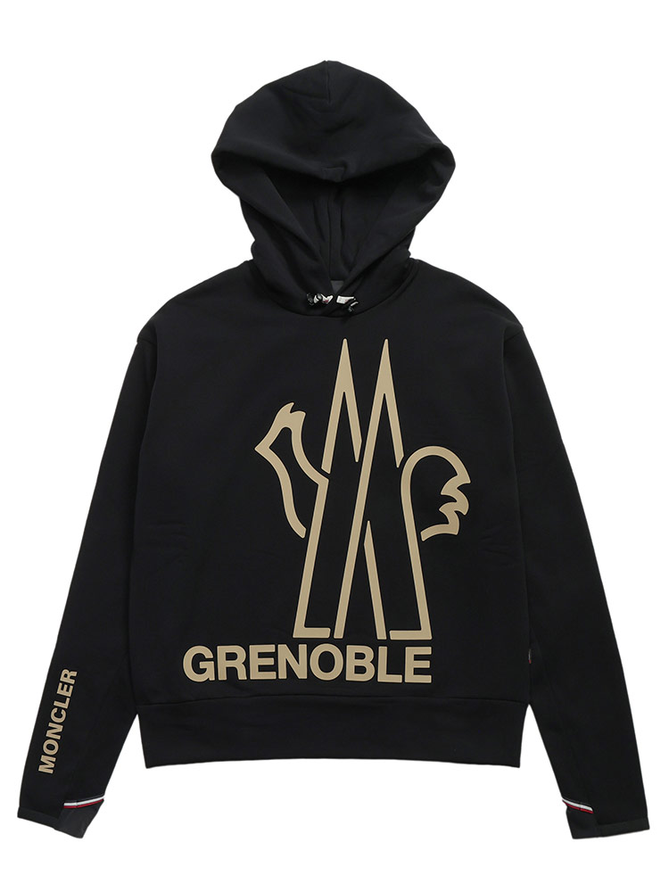 MONCLER ロゴ入り パーカー 黒 MONCLER（モンクレール） フーディ メンズ ロゴ 裏起毛 プルオーバー