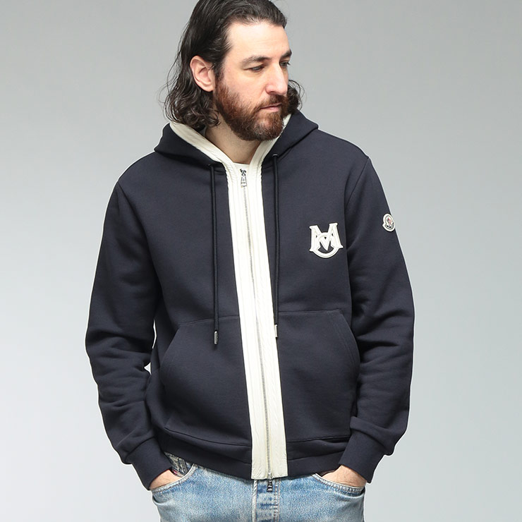 MONCLER（モンクレール） メンズ パーカー 長袖 ロゴ フルジップ バイ