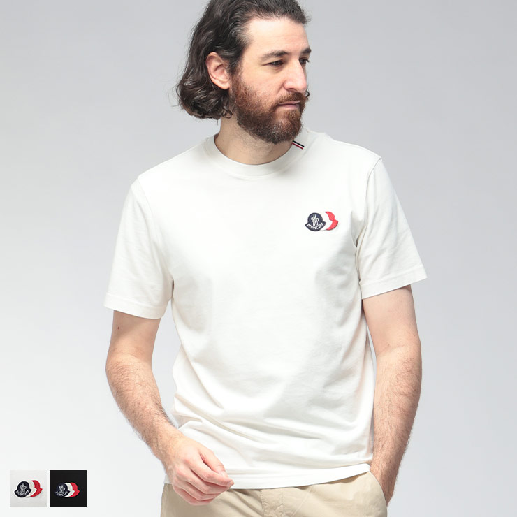 【極美品】モンクレール Tシャツ ロゴワッペン トリコロール グレー XS ユニ MONCLER（モンクレール） メンズ Tシャツ 半袖 3連ワッペン