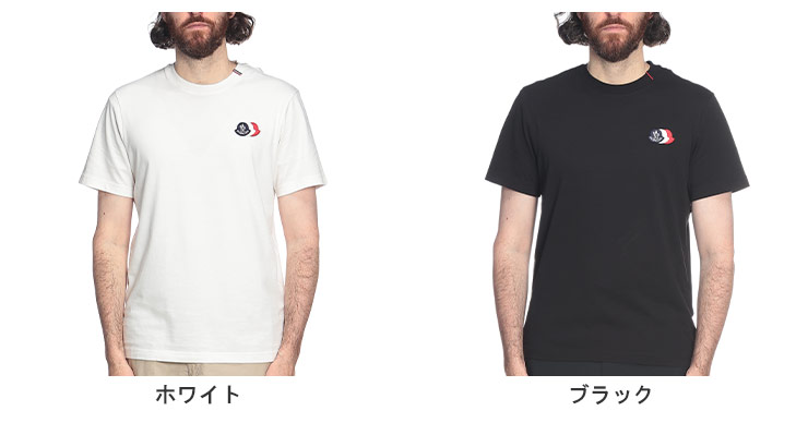（美品）MONCLER Tシャツ ブラック トリコロールロゴ　Mサイズ MONCLER（モンクレール） メンズ Tシャツ 半袖 3連ワッペン