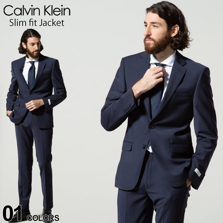 カルバンクライン メンズ Calvin Klein ストレッチ ウール シングル 2