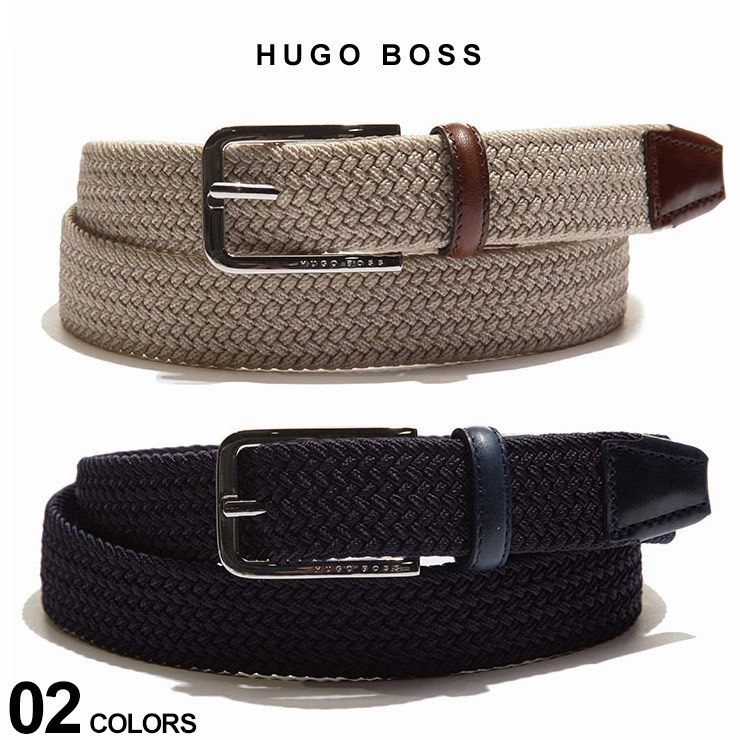 ヒューゴボス ベルト HUGO BOSS メッシュ ピンバックル ゴム