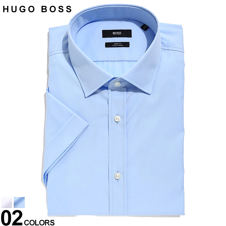 ヒューゴボス メンズ ワイシャツ 半袖 HUGO BOSS 形態安定 ドレスシャツ SLIMFIT ブランド スリムフィット Yシャツ コットン  HBJATS10204214