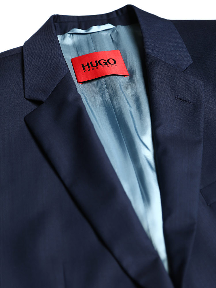ヒューゴボス メンズ HUGO BOSS スーツ ウール シングル 2ツ釦 2B ノータック ブランド 紳士 ビジネス 紺 HBJS10192042P