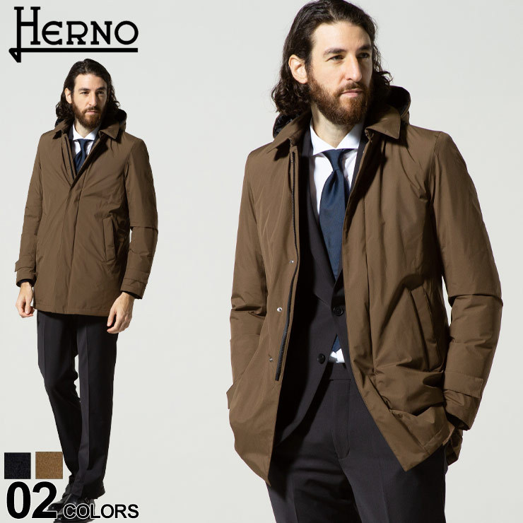 ヘルノ メンズ HERNO ナイロン フード ステンカラー ダウン コート
