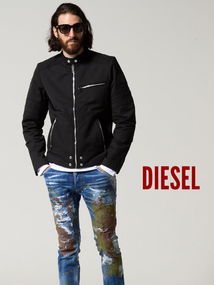 ディーゼル メンズ DIESEL コットン シングル ライダースジャケット 