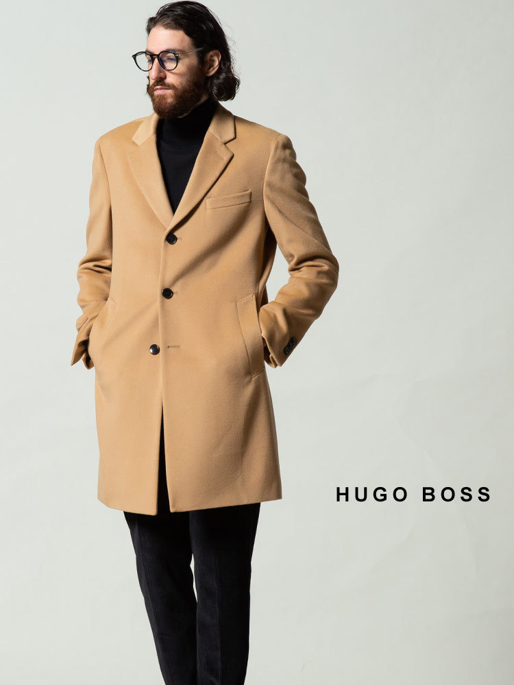 ヒューゴボス メンズ HUGO BOSS カシミヤ混 ウール シングル