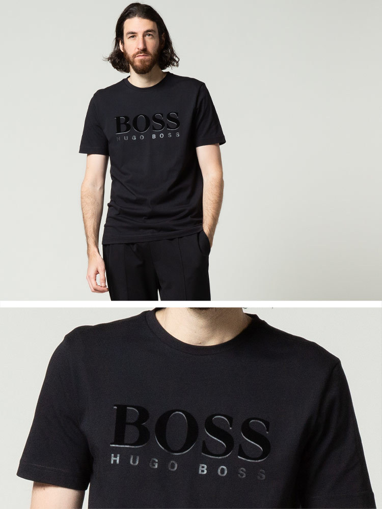 ヒューゴボス Tシャツ HUGO BOSS ロゴプリント クルーネック 半袖