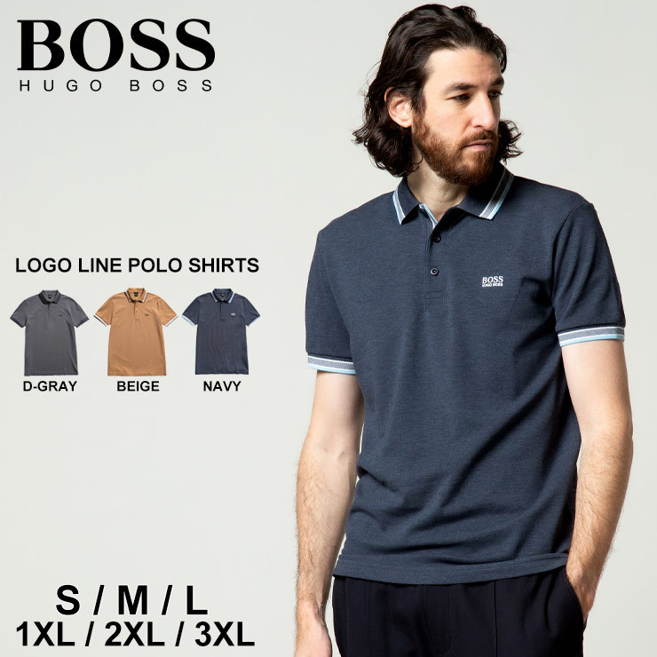 ヒューゴボス ポロシャツ メンズ HUGO BOSS 襟袖ライン 半袖