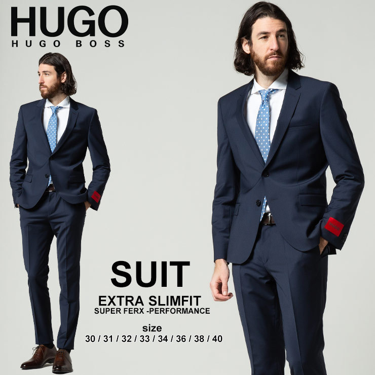 ヒューゴボス スーツ メンズ HUGO BOSS 無地 シングル ノータック 