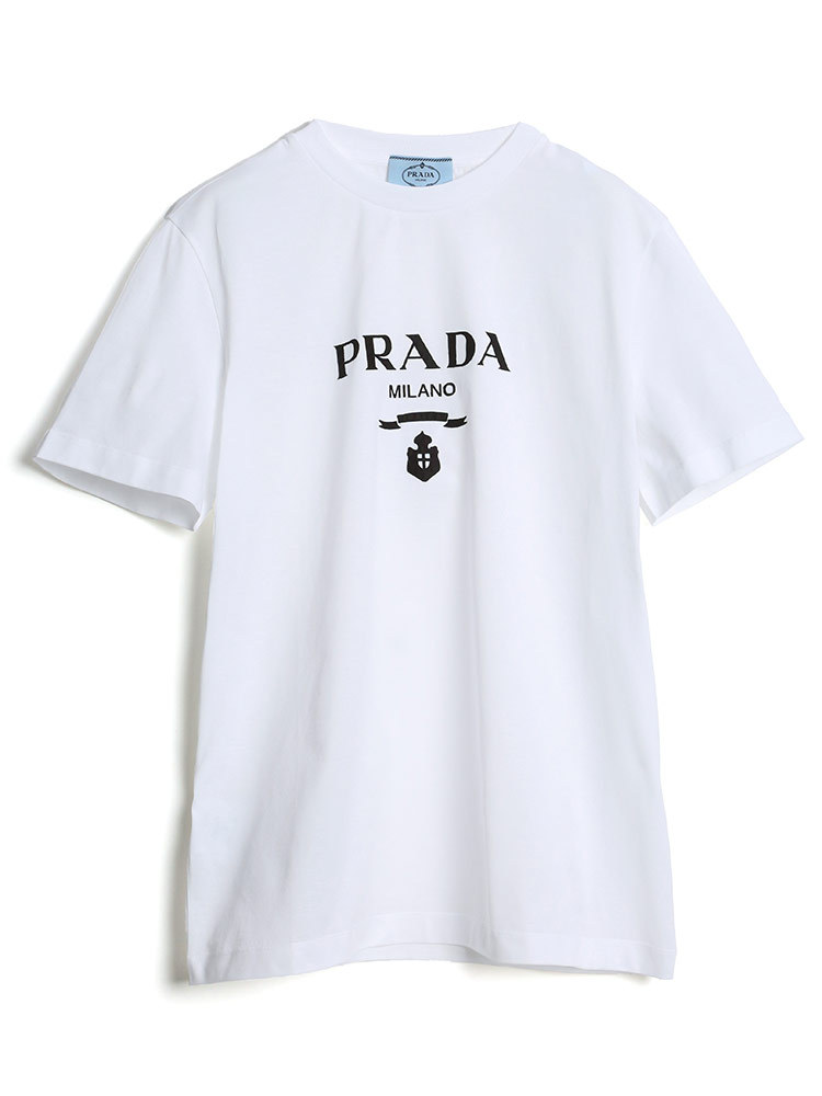 プラダ レディース Tシャツ PRADA ロゴプリント クルーネック 半袖 Tシャツ PRL35838R10GN