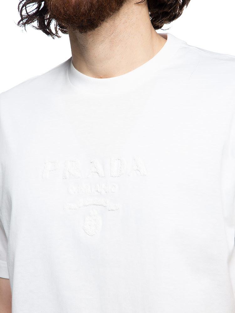 プラダ メンズ Tシャツ PRADA サガラロゴ クルーネック 半袖 Tシャツ PRUJN78210MQ