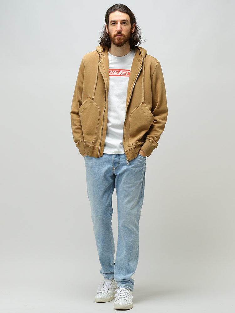 DIESEL ディーゼル メンズ パーカー 異素材切り替え フルジップ