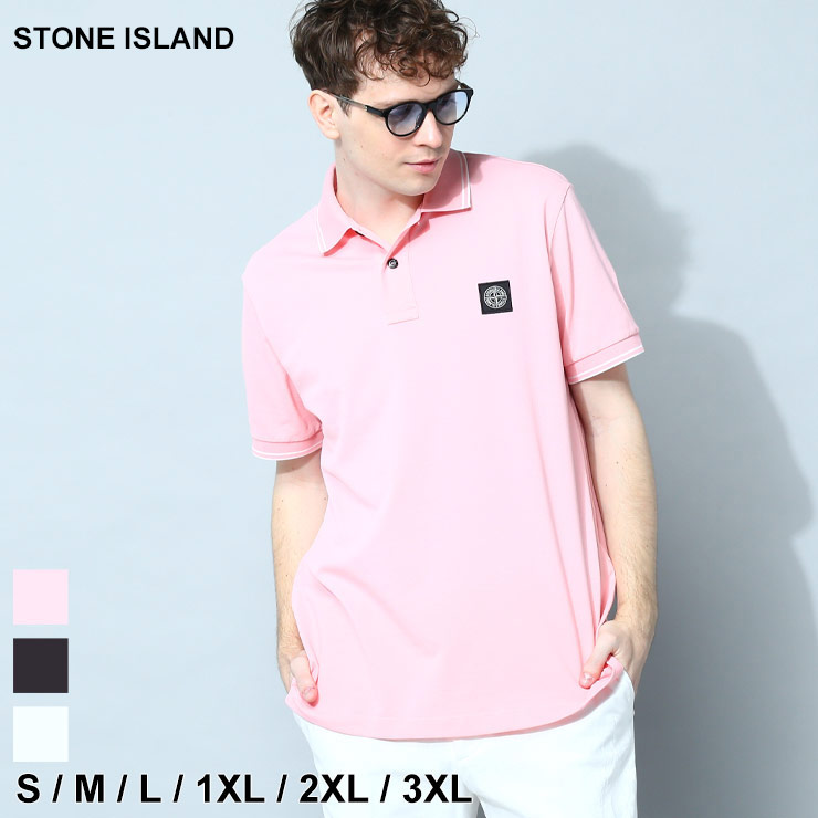 ストーンアイランド STONE ISLAND ポロシャツ 半袖 メンズ ポロ 鹿の子 ストレッチ ロゴ ライン ブランド コットン 大きいサイズあり  SI10152SC18