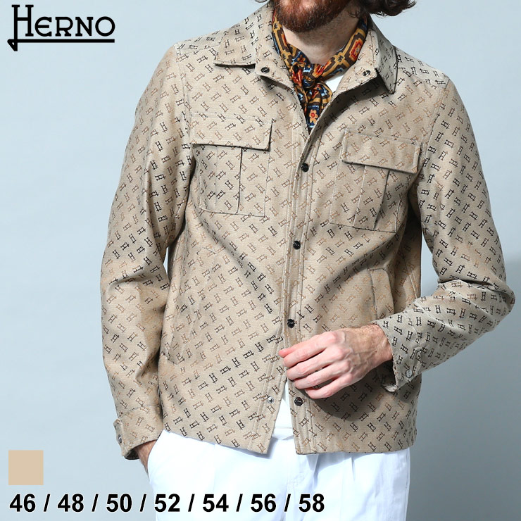 ヘルノ HERNO ジャケット メンズ シャツジャケット モノグラム柄 ブランド アウター 総柄 大きいサイズあり HRGI000351U