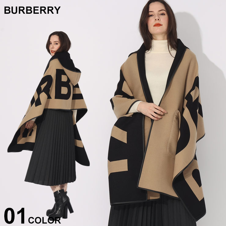 バーバリー ケープ BURBERRY レディース アウター ポンチョ ロゴ ウールコットン ジャカード フーデッドケープ ブランド BBL8060965