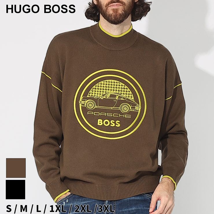 ヒューゴボス ニット HUGO BOSS メンズ セーター ロゴ モックネック