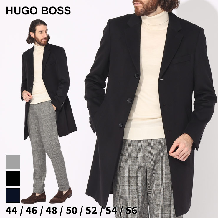 ヒューゴボス コート HUGO BOSS メンズ チェスターコート シングル グレー ブランド アウター カシミヤ混HBHYDE10252595