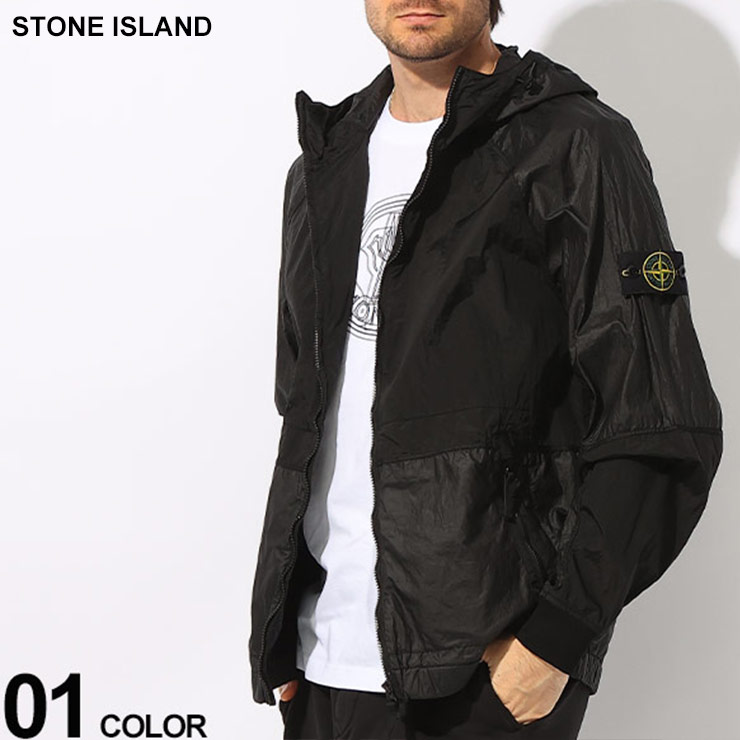 STONE ISLAND (ストーンアイランド) バックル付きフード ロゴパッチ フルジップ ナイロンジャケット SI801542020