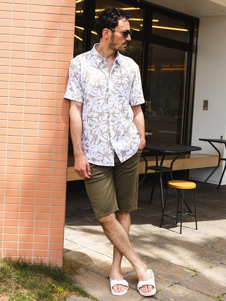 トップス BOSS XL HUGO BOSS (ヒューゴボス) コットンジャージー 花柄 半袖 シャツ
