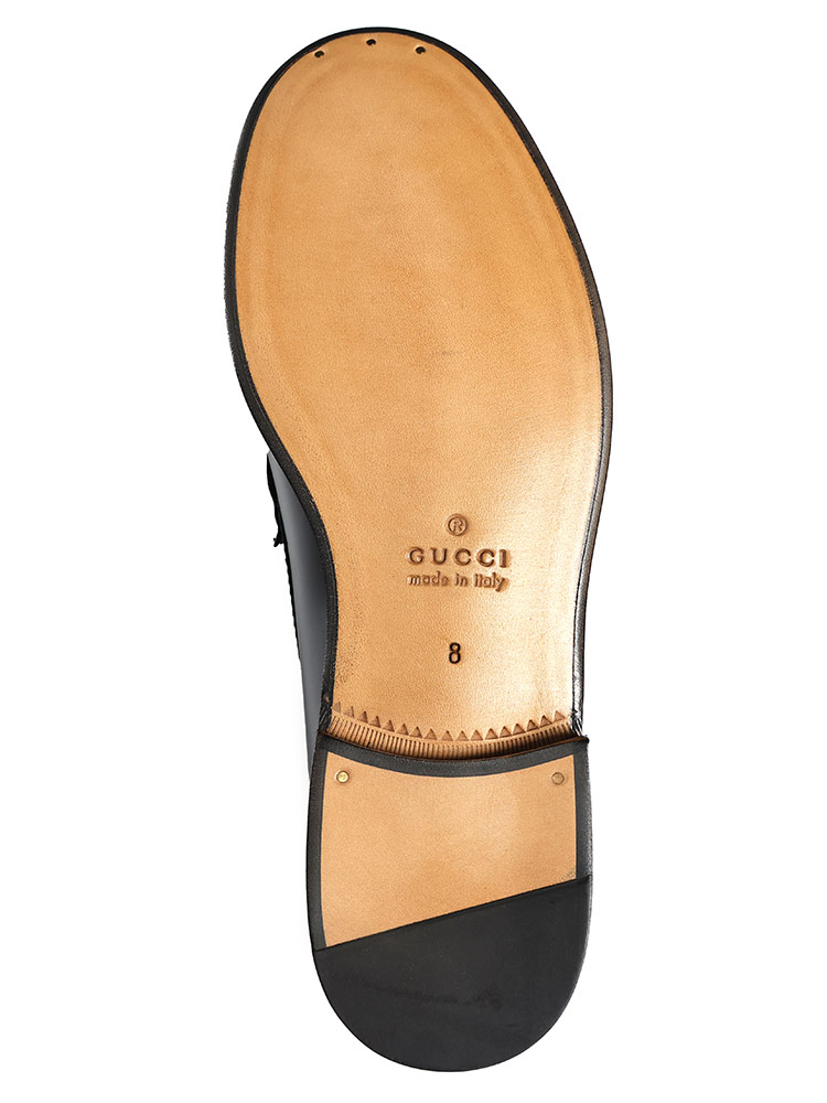 GUCCI（グッチ） ブラックレザー ラウンドトゥ ビットローファー