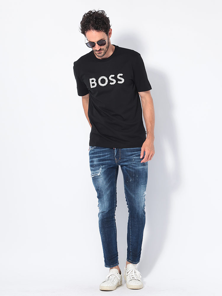 HUGO BOSS ヒューゴボス 刺繍×プリント ロゴ クルーネック 半袖