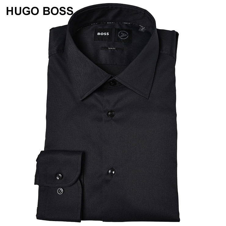 HUGO BOSS スリムフィット ブラックシャツ L HUGO - スリムフィットシャツ イージーアイロン コットン