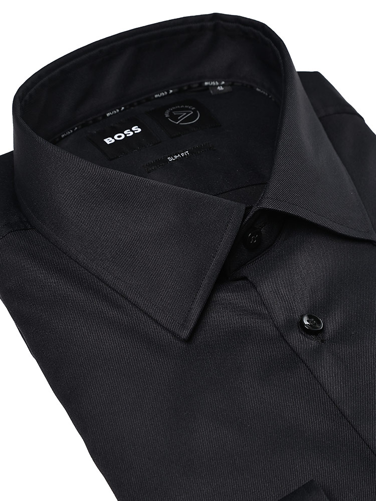 HUGO BOSS スリムフィット ブラックシャツ L HUGO BOSS P5 (ヒューゴボス) スリムフィット パフォーマンス