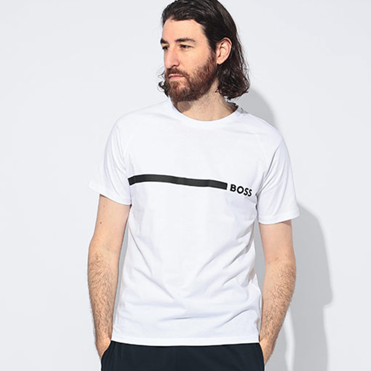 HUGO BOSS（ヒューゴ・ボス） 半袖 Tシャツ メンズ ライン ロゴ クルー