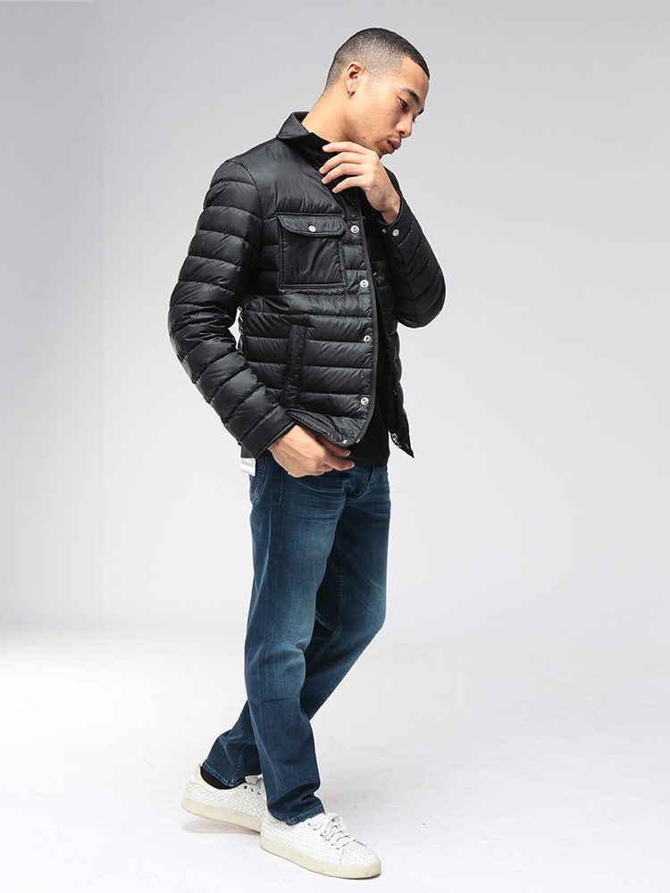 【美品】HUGO BOSS レザー切替 ダウン 黒 サイズ54 大谷翔平 関税込【BOSS】大谷翔平選手愛用ブランド パデッドジャケット (Hugo
