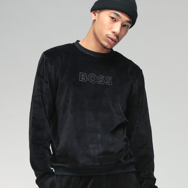 HUGO BOSS（ヒューゴ・ボス） トレーナー メンズ フロント ロゴ ベロア