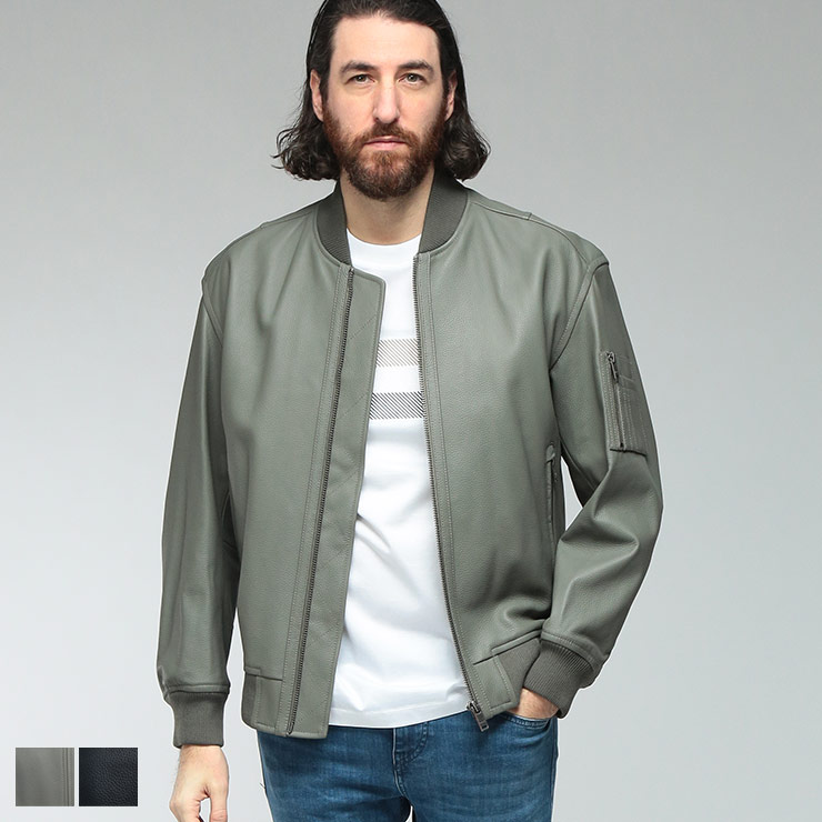 HUGO BOSS（ヒューゴ・ボス） メンズ ブルゾン レザー フルジップ