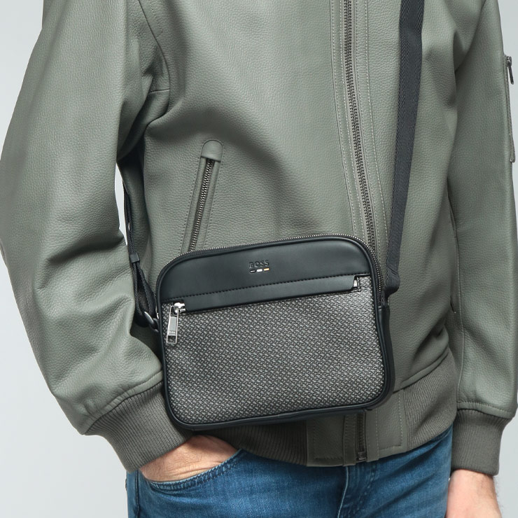 HUGO BOSS（ヒューゴ・ボス） メンズ ショルダーバッグ ロゴ ジップ